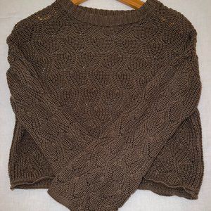 Knitted Scalloped Olive Green Sweater